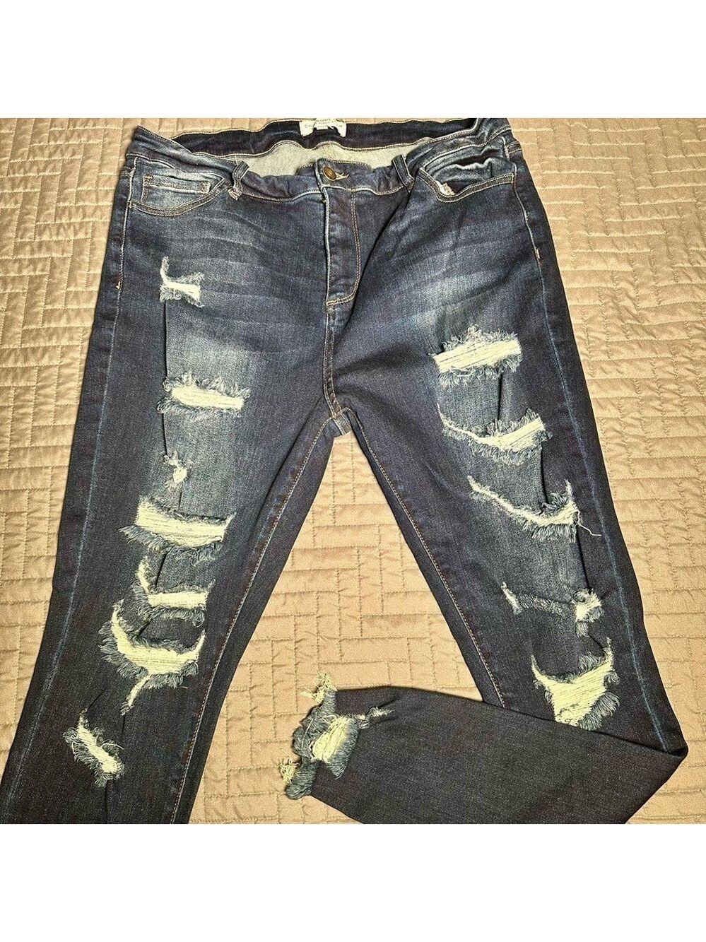 Chic Soul Blue Distressed Skinny Jeans Size 16